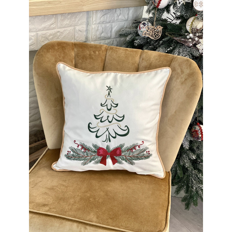Наволочка одностороння з вишивкою XMAS TREE01