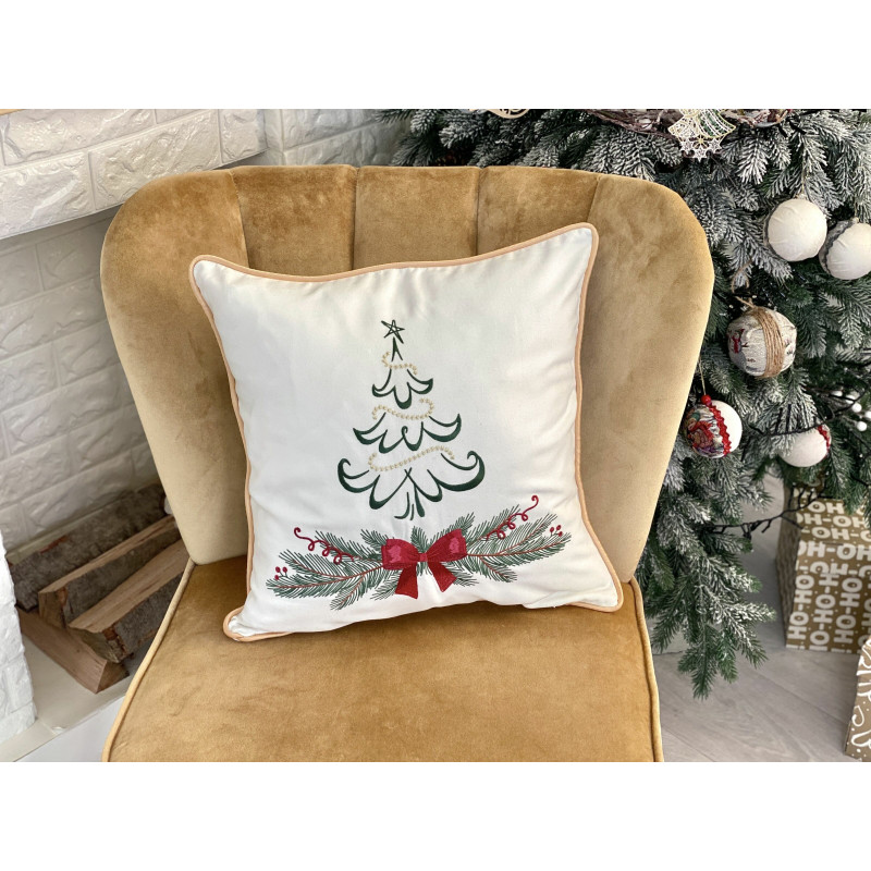 Наволочка одностороння з вишивкою XMAS TREE01
