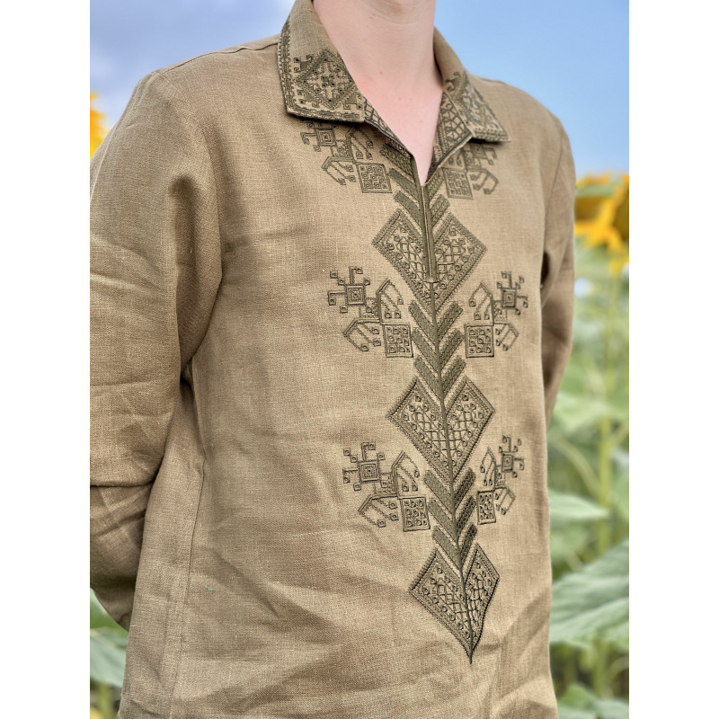Чоловіча вишита сорочка хакі SVCH3