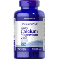 Кальций Магний Цинк хелат, Chelated Calcium Magnesium Zinс, Puritan's Pride, 250 каплет