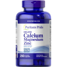 Кальцій Магній Цинк хелат, Chelated Calcium Magnesium Zinс, Puritan's Pride, 250 каплет