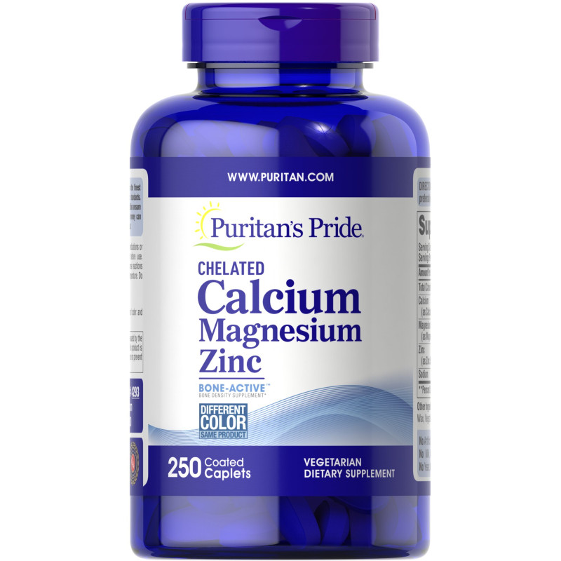 Кальцій Магній Цинк хелат, Chelated Calcium Magnesium Zinс, Puritan's Pride, 250 каплет