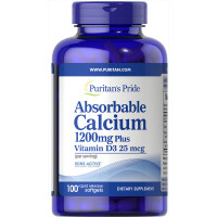 Кальцій і вітамін D3, Absorbable Calcium with Vitamin D3, Puritan's Pride, 1200 мг / 1000 МО, 100 гелевих капсул