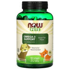 Омега-3 для кішок і собак, Omega-3 for Dogs / Cat, Now Foods, відмінна риба, 180 капсул, 252 г
