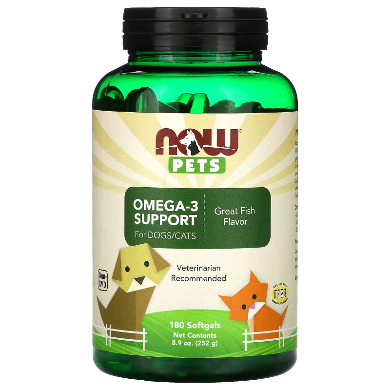 Омега-3 для кішок і собак, Omega-3 for Dogs / Cat, Now Foods, відмінна риба, 180 капсул, 252 г