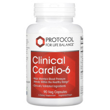 Підтримка здоров'я серцево-судинної системи, Clinical Cardio-6, Protocol for Life Balance, 90 рослинних капсул