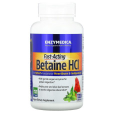 Бетаїн гідрохлорид, Betaine HCI, Enzymedica, 120 капсул
