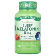 Мелатонін для сну, Sleep Melatonin, Nature's Truth, смак ягід, 5 мг, 200 швидкорозчинних таблеток