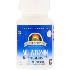 Мелатонин, Melatonin, Source Naturals, мята, 1 мг, 100 леденцов
