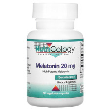 Мелатонин, Melatonin, Nutricology, 20 мг, 60 капсул