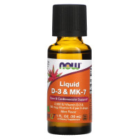 Вітамін D3 та МК-7, Liquid D-3 & MK-7, Now Foods, рідина, 30 мл