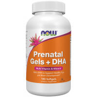 Витамины для беременных с рыбьим жиром, Prenatal Gels + DHA, Now Foods, 180 капсул