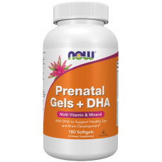 Витамины для беременных с рыбьим жиром, Prenatal Gels + DHA, Now Foods, 180 капсул