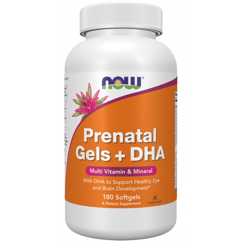 Вітаміни для вагітних з риб'ячим жиром, Prenatal Gels + DHA, Now Foods, 180 капсул