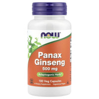 Женьшень, Panax Ginseng, Now Foods, 500 мг, 100 вегетарианских капсул