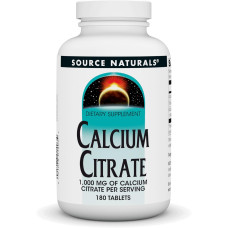 Кальций цитрат, Calcium Citrate, Source Naturals, 1000 мг, 180 таблеток