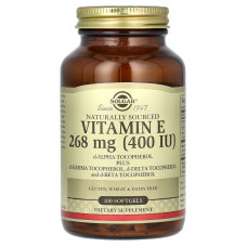 Витамин Е, Vitamin E, Solgar, натуральный, 268 мг (400 МЕ), 100 гелевых капсул