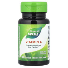 Витамин A, Vitamin A, Nature's Way, 3000 мкг, 100 гелевых капсул