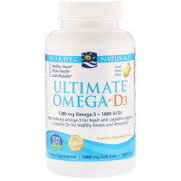 Рыбий жир омега-D3 (лимон), Ultimate Omega-D3, Nordic Naturals, 1000 мг, 120 гелевых капсул