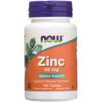 Цинк, Zinc, Now Foods, 50 мг, 100 таблеток