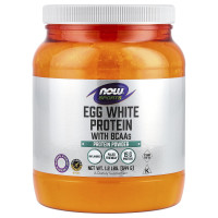 Яичный протеин с BCAA, Egg White Protein with BCAAs, NOW Foods, Sports, порошок, без вкуса, 544 г
