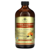 Кальцій, магній, D3, Calcium Magnesium Vitamin D3, Solgar, апельсин, ваніль, цитрат, рідкий, 473 мл