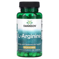 L-аргинин, L-Arginine, Swanson, 500 мг, 100 капсул