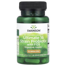 Пробиотики, 16 Strain Probiotic with FOS, Swanson, 16-штаммовый с ФОС, 30 вегетарианских капсул