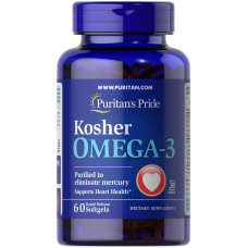 Омега-3 кошерний, Kosher Omega-3 with EPA & DHA, Puritan's Pride, 742 мг, з ЕПК та ДГК, 60 гелевих капсул