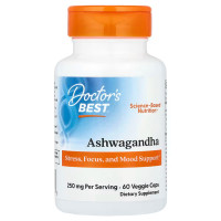 Ашваганда, Ashwagandha, Doctor's Best, 250 мг, 60 веганських капсул (125 мг у капсулі)