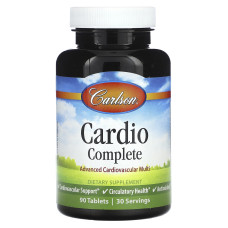 Кардіо комплекс, Cardio Complete, Carlson, покращений кардіоваскулярний мультивітамінний комплекс, 90 таблеток