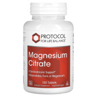 Магний цитрат, Magnesium Citrate, Protocol for Life Balance, 100 веганских таблеток