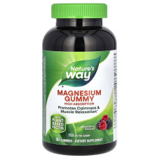 Магний цитрат, Magnesium Gummy, Nature's Way, со вкусом ягод, 100 мг, 90 жевательных конфет