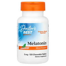 Мелатонин, Melatonin, Doctor's Best, натуральная мята, 5 мг, 120 жевательных таблеток