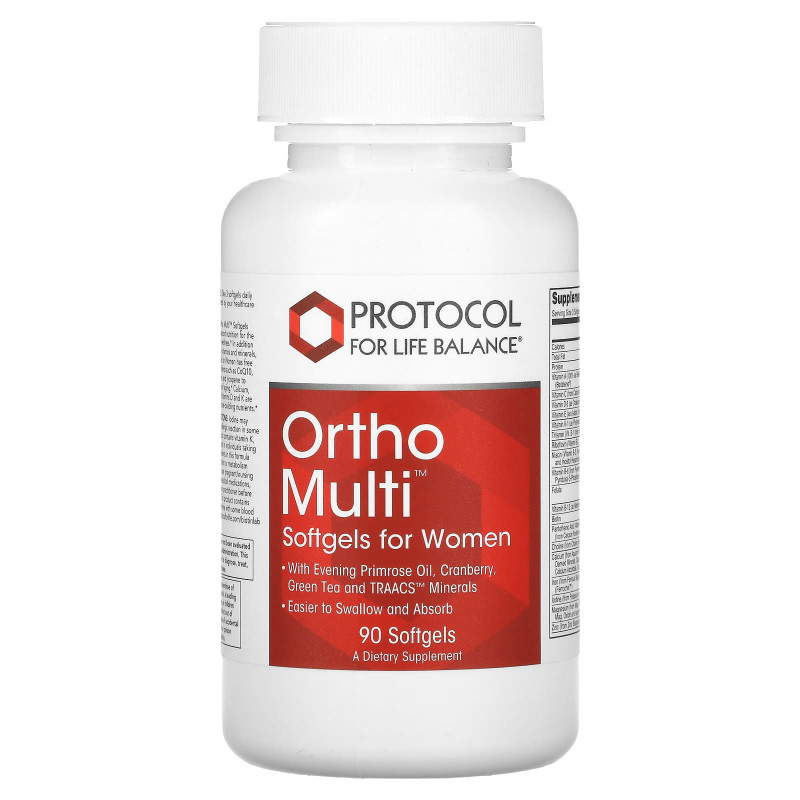 Мультивитамины для женщин, Ortho Multi for Women, Protocol for Life Balance, 90 гелевых капсул
