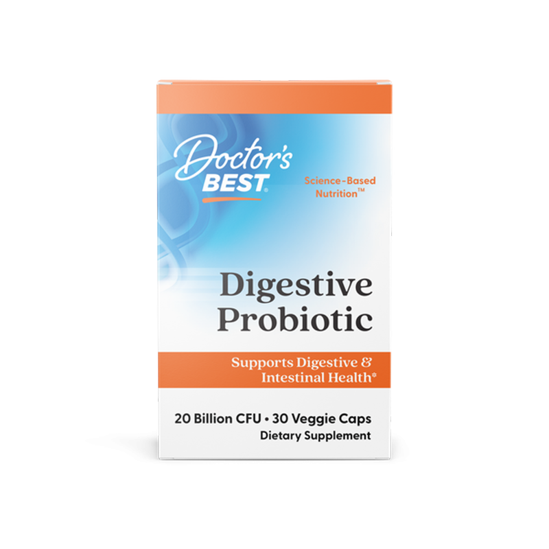 Пробіотики, Digestive Probiotic, Doctor's Best, для травної системи, 20 млрд КУО, 30 капсул