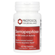 Серрапептаза, Serrapeptase, Protocol for Life Balance, 60 веганских капсул