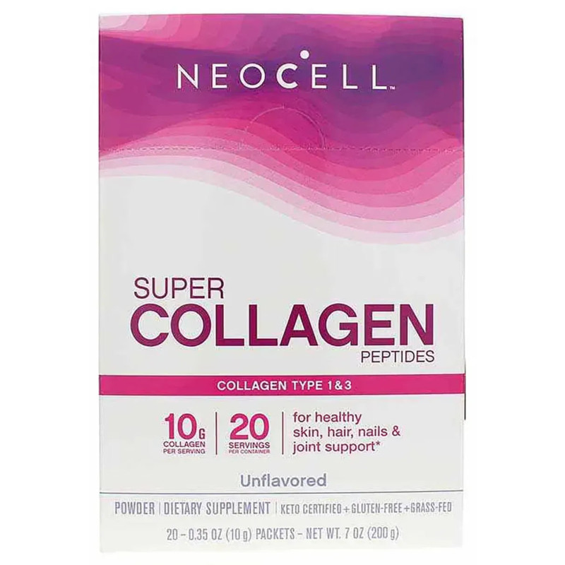 Колагенові пептиди, Super Collagen Peptides, Neocell, без смаку, 20 стиків, по 10 г кожен