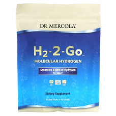 Молекулярний водень, H2-2-Go, Dr. Mercola, 30 подвійних упаковок, 60 таблеток