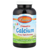Жувальний кальцій для дітей, Kid's Chewable Calcium, Carlson, ваніль, 250 мг, 120 таблеток