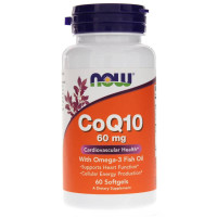 Коензим Q10 з риб"ячим жиром Омега-3, CoQ10 with Omega-3 Fish Oil, Now Foods, 60 мг, 60 гелевих капсул