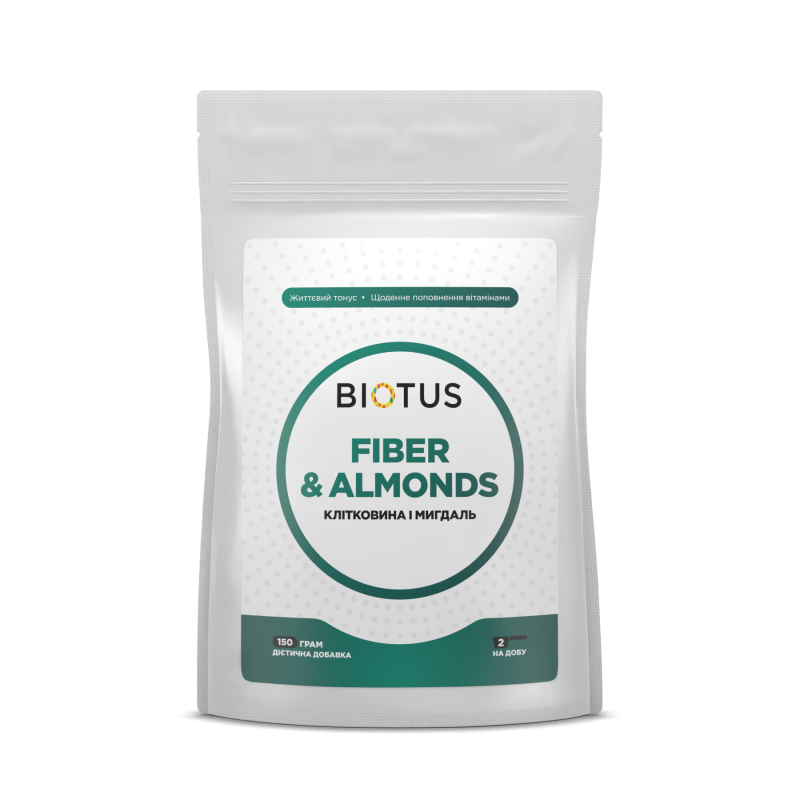 Клетчатка и миндаль, Fiber & Almonds, Biotus, 150 г Клетчатка и миндаль, Fiber & Almonds, Biotus, 150 г