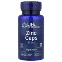 Цинка цитрат, Zinc Caps, Life Extension, высокоэффективный, 50 мг, 90 вегетарианских капсул
