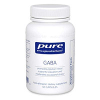 ГАМК, GABA, Pure Encapsulations, поддержка релаксации и уменьшение случайного стресса, 60 капсул