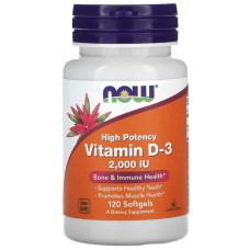 Витамин D-3, Vitamin D-3, Now Foods, высокоэффективный, 50 мкг (2000 МЕ), 120 гелевых капсул