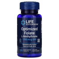 Фолат, Optimized Folate, Life Extensions, оптимізований, 1700 мкг DFE, 100 вегетаріанських таблеток
