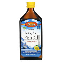Рыбий жир норвежский со вкусом лимона, Norwegian, The Very Finest Fish Oil, Carlson, 1600 мг, со вкусом лимона, 500 мл