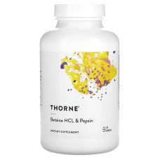 Бетаина гидрохлорид + пепсин, Betaine HCL & Pepsin, Thorne, 225 капсул