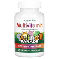 Витамины для детей, Children's Multi-Vitamin, Nature's Plus, Animal Parade, вишня, виноград и апельсин, 180 жевательных таблеток в форме животных
