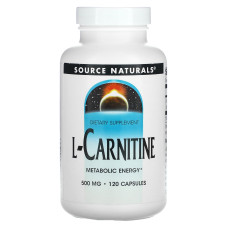 L-карнітин, L-Carnitine, Source Naturals, 500 мг, 120 капсул
